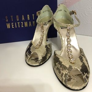 Stuart Weitzman Stone Crystal Croc Heels